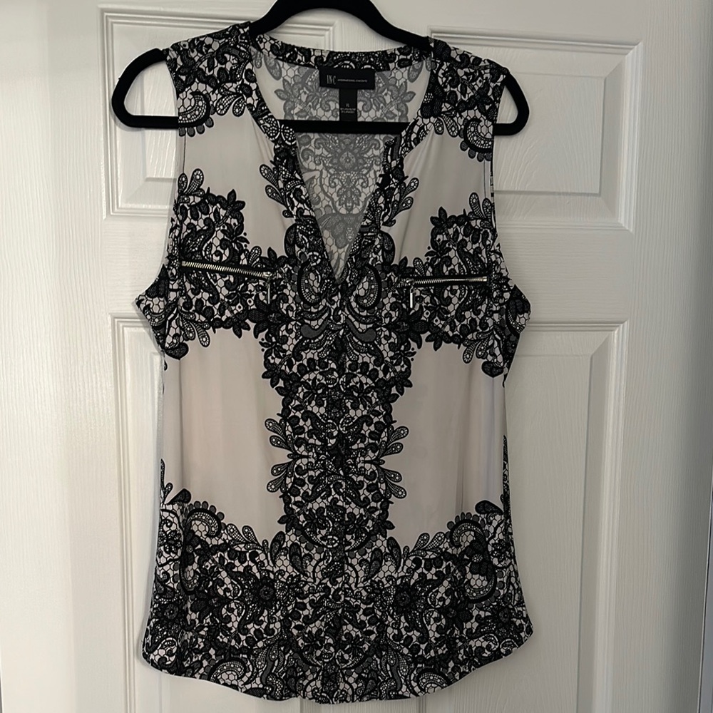 INC Black and White Sleeveless Top